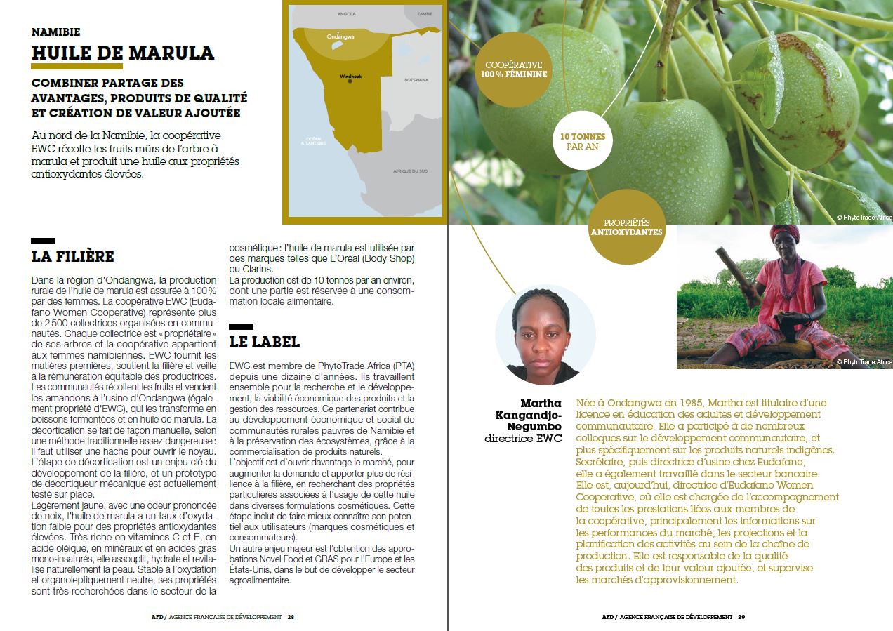 L'huile de marula selon la coopérative EWC