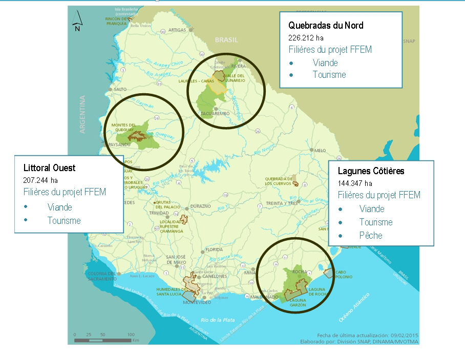 Localisation des sites pilotes du projet
